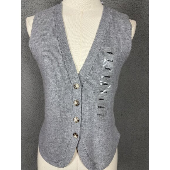 Ultra Flirt Juniors' V-Neck Button-Front Sweater Vest Size Small Gray NWT's - Picture 2 of 8
